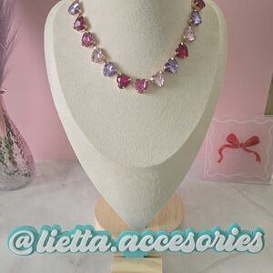 Pink and Purple Heart Necklace